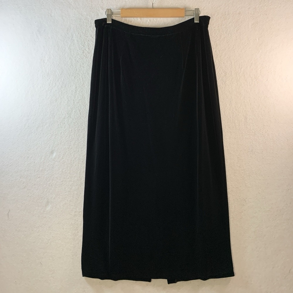 VTG 90s MInimalist Women Velvet Maxi Skirt Sz 14W Evening Formal Witchy Slit USA